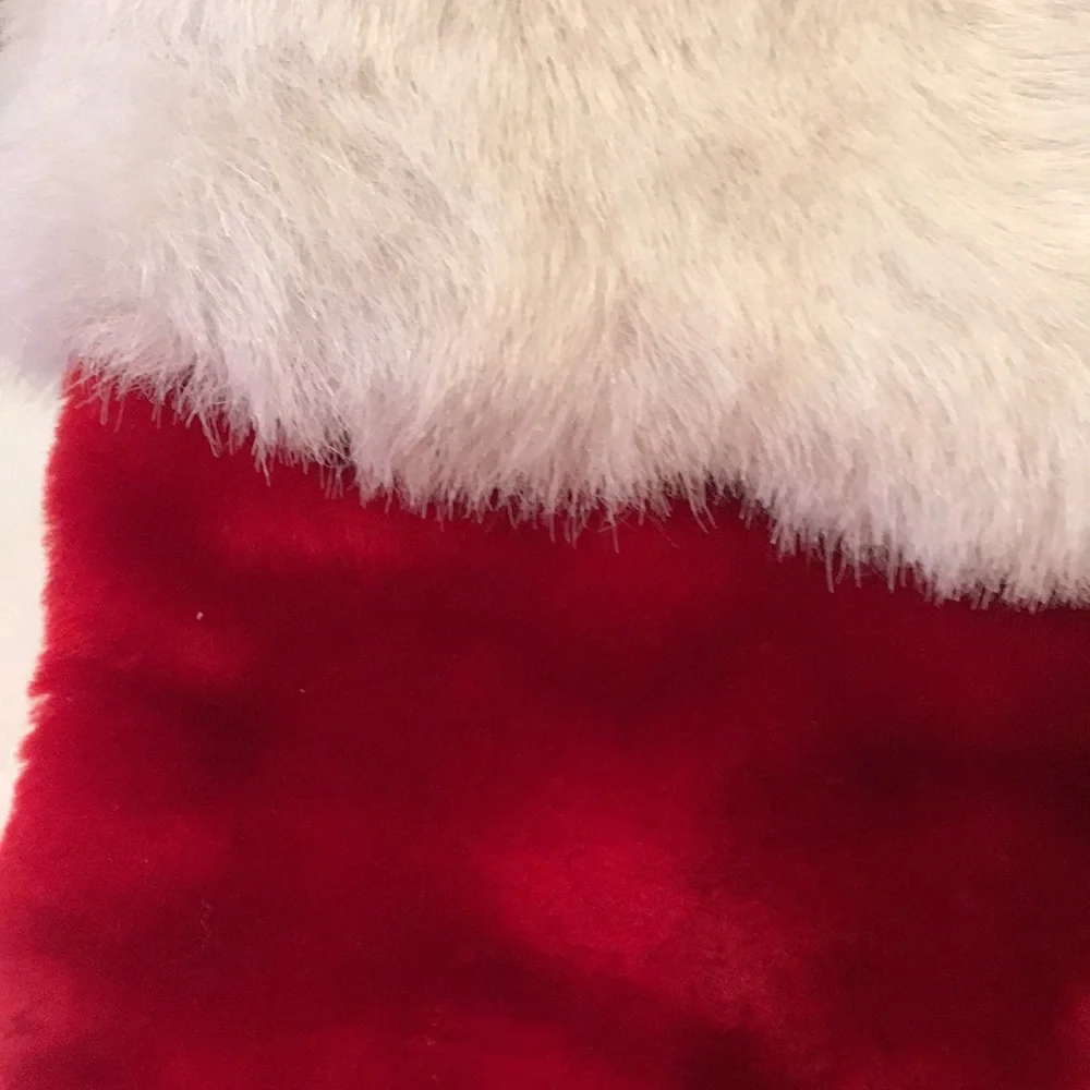 White Fur Trimmed & Red Velvet Stockings
